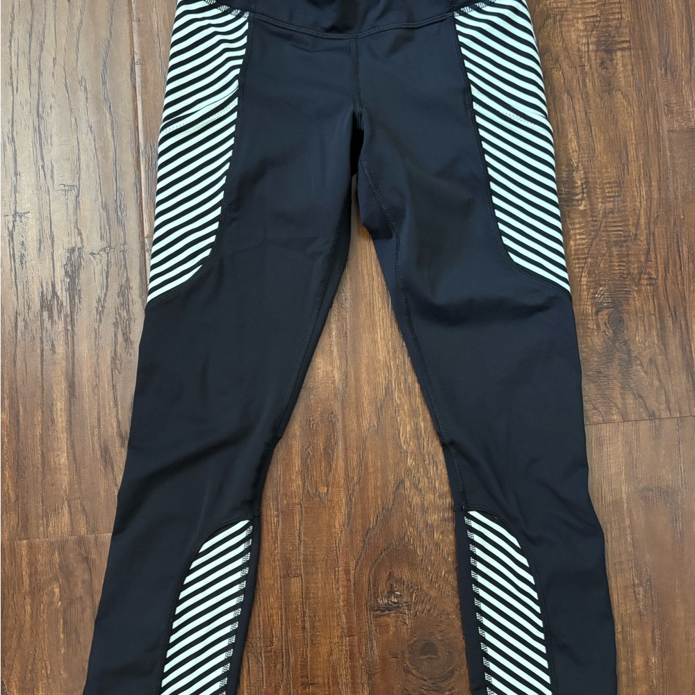 Lululemon Women’s Run Crop Legging Classic Stripe Mint Moment Size 6 #4000